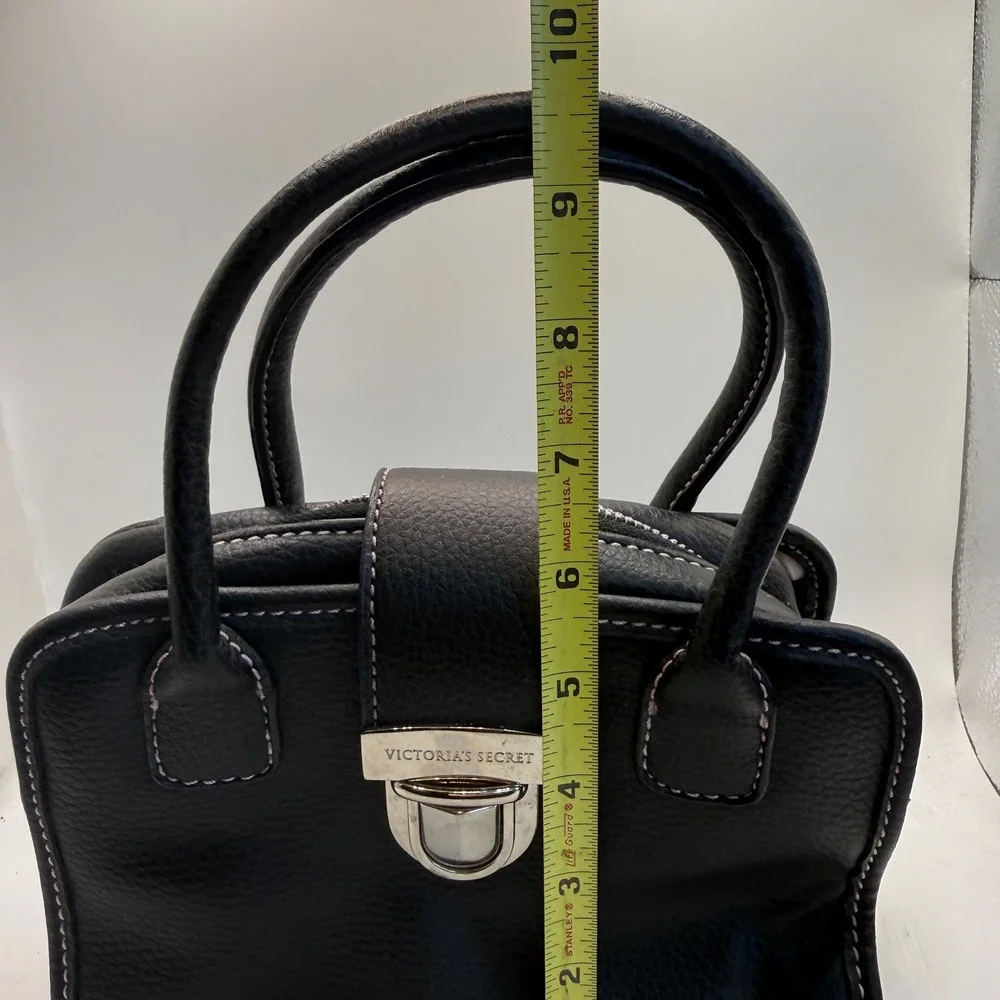 Victorias‎ Secret Black Pebbled Travel Vanity Case Makeup Bag Pink Stitching